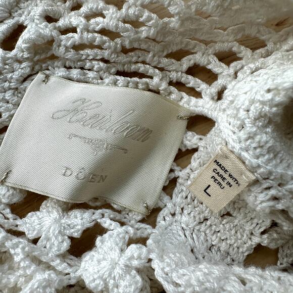 Doen Heirloom Amity Hand Knit Sweater Top Pearl Crochet - Picture 5 of 5